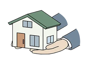 両手で抱えられた戸建ての模型