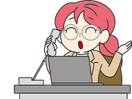 電話で家主と話し、更新条件について熱心に確認を行っている女性助手のイラスト