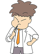 腕組みをして困った表情を浮かべ、更新拒否の可否について疑問を持っている男性助手のイラスト