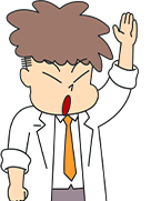 手を挙げて、更新料の支払い義務についての素朴な疑問を投げかけている男性助手のイラスト