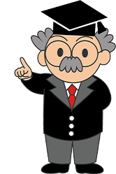 色の「!」(ビックリマーク)の下で、高齢者や外国人の受け入れに関する具体的な注意点や連携の必要性を説いている博士のイラスト