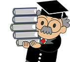 敬語の基本が理解できたかを確認し、よく使う敬語のまとめをチェックするよう呼びかける欄で、本を抱えながら説明する博士のイラスト