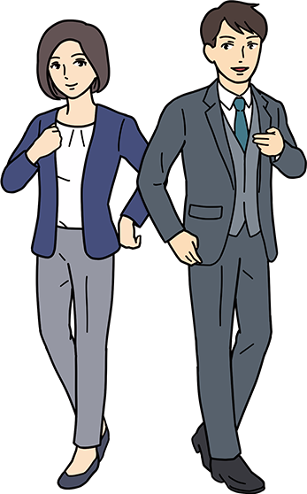 スーツを着た女性と男性