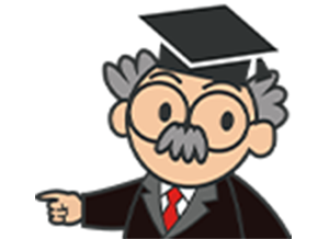 博士がポイントを指さしているイラスト