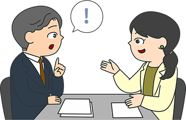 WEB制作会社とすり合わせをしているイラスト