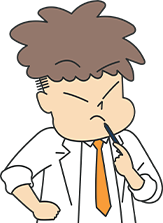 『より良いホームページにするために改めて自分たちのホームページ運営を見直しましょう』というアドバイスを送る、白衣のキャラクターのイラスト。