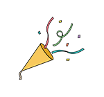 クラッカーのイラスト。社内行事や親睦会の様子を発信し、会社の明るい雰囲気やチームワークを伝える記事テーマを示している。