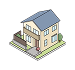 一戸建て住宅のイラスト。家を買う際の手順や売却のコツなど、売買に関する専門知識を解説するコラム記事テーマを示している。