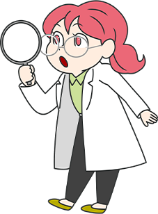 虫眼鏡を持っている助手のイラスト