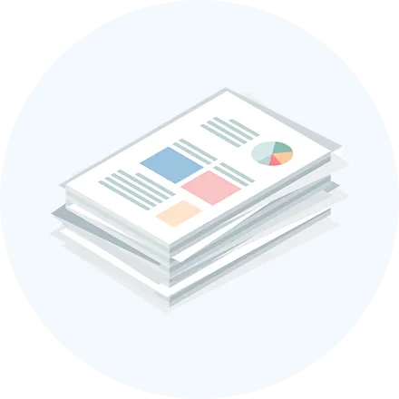 重なって束になっているレポートのイラスト