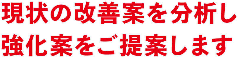 現状の改善案を分析し強化案をご提案します