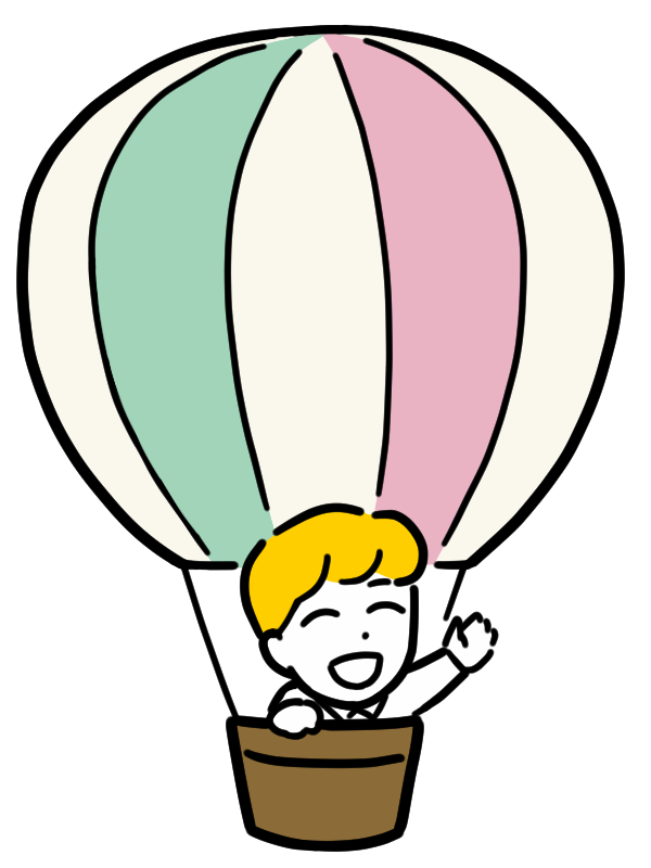 気球に乗るサラリーマン