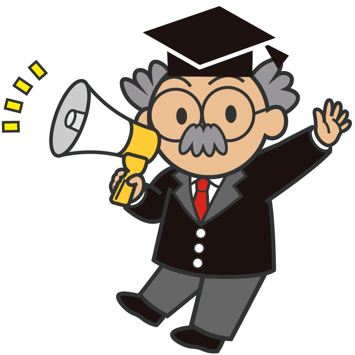 メガホンを持つ博士